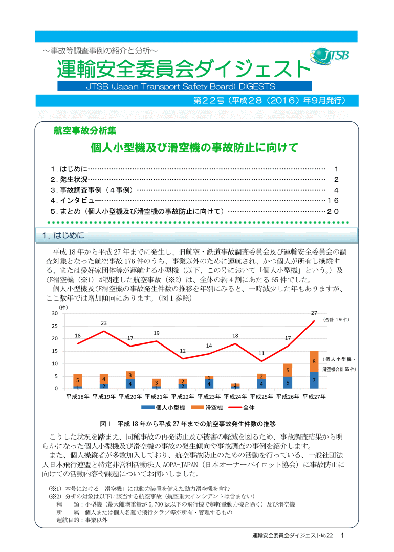 航空事故分析集　個人小型機及び滑空機の事故防止に向けて