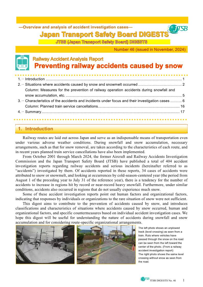 Digests of the Analyses of Railway Accident